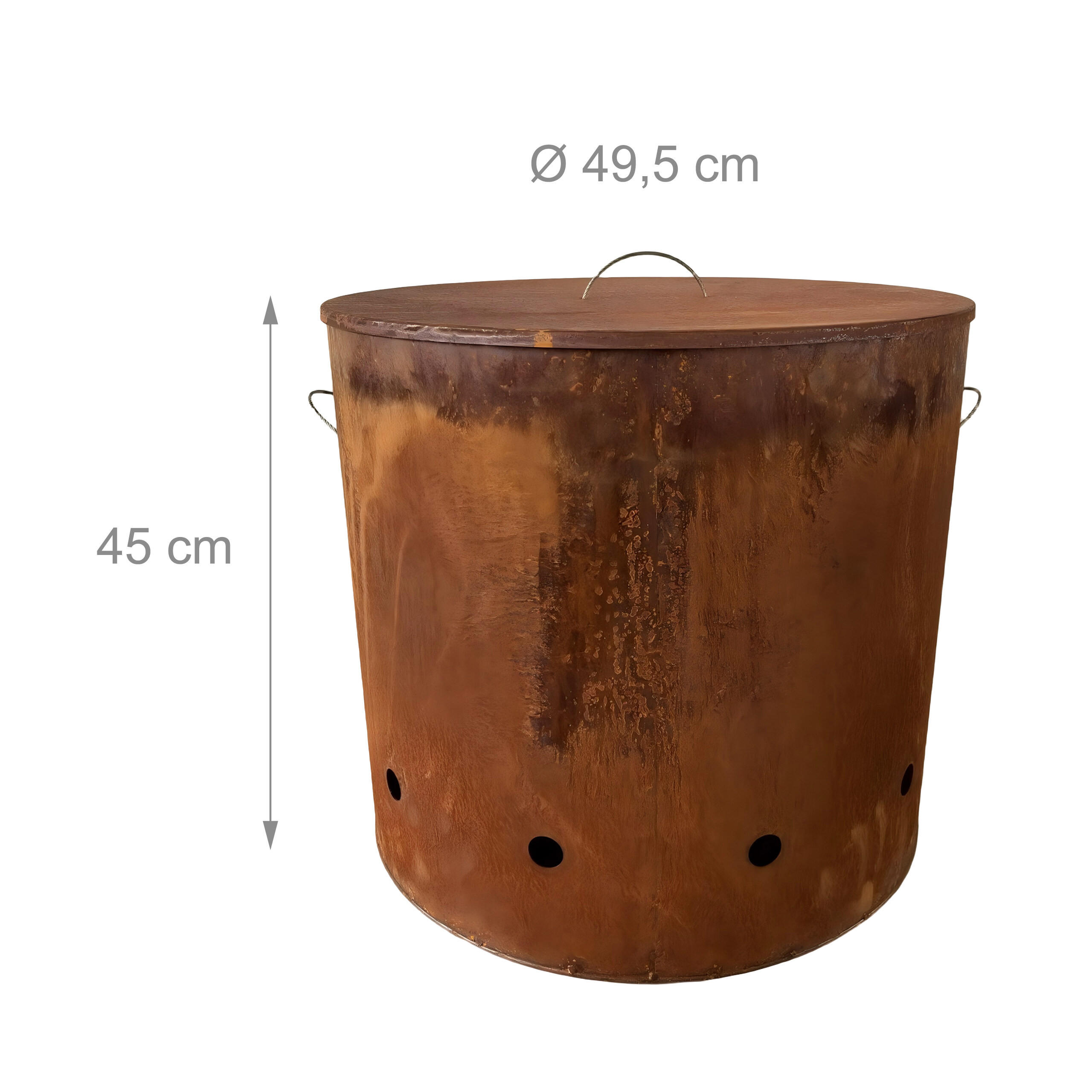 Thumbnail - Relaxdays Feuertonne, Braun, Metall, Rund, 49.5x45x49.5 cm, Freizeit, Campingzubehör, Feuerschalen