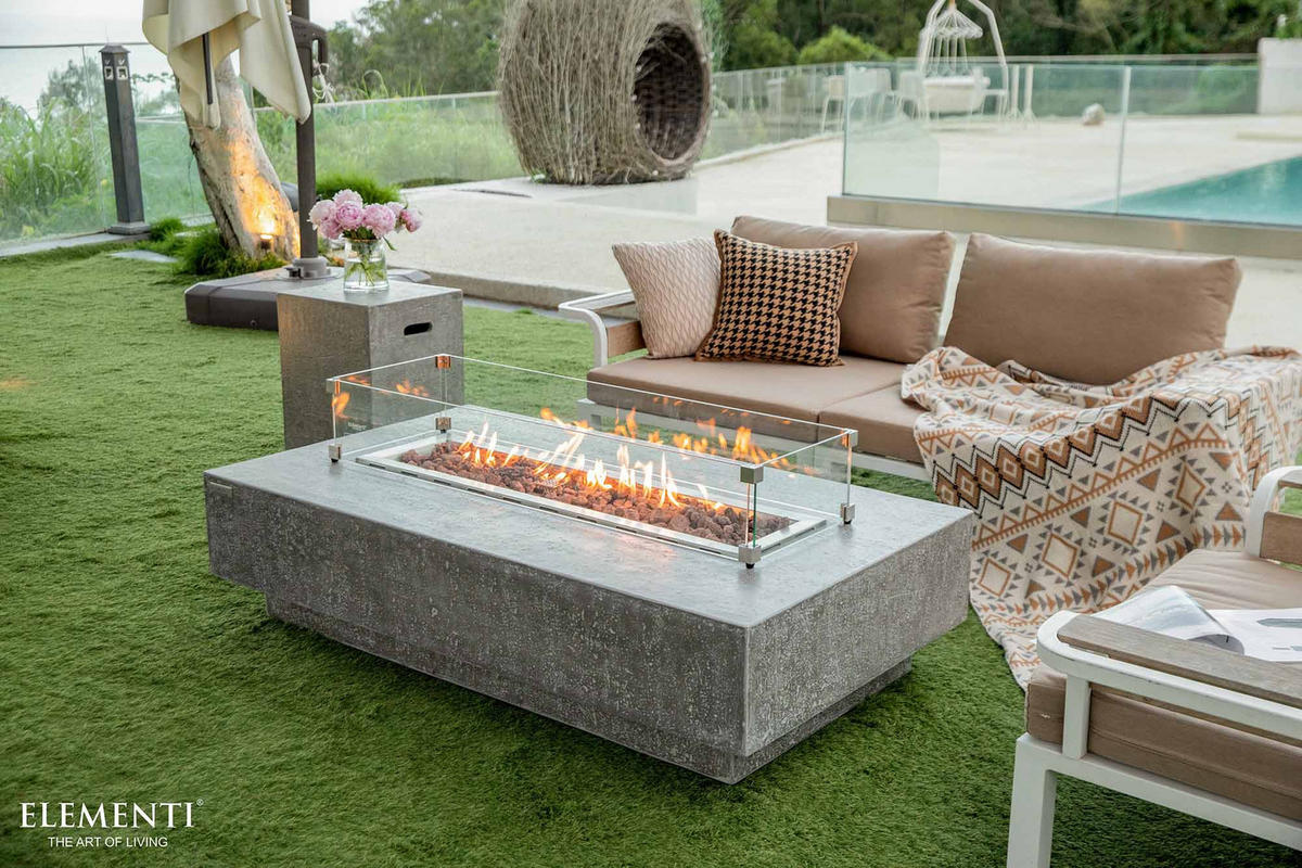 FEUERSTELLE Hampton in Beton-Optik grau aus Faserbeton - Grau, Stein (81/35/142cm) - Elementi