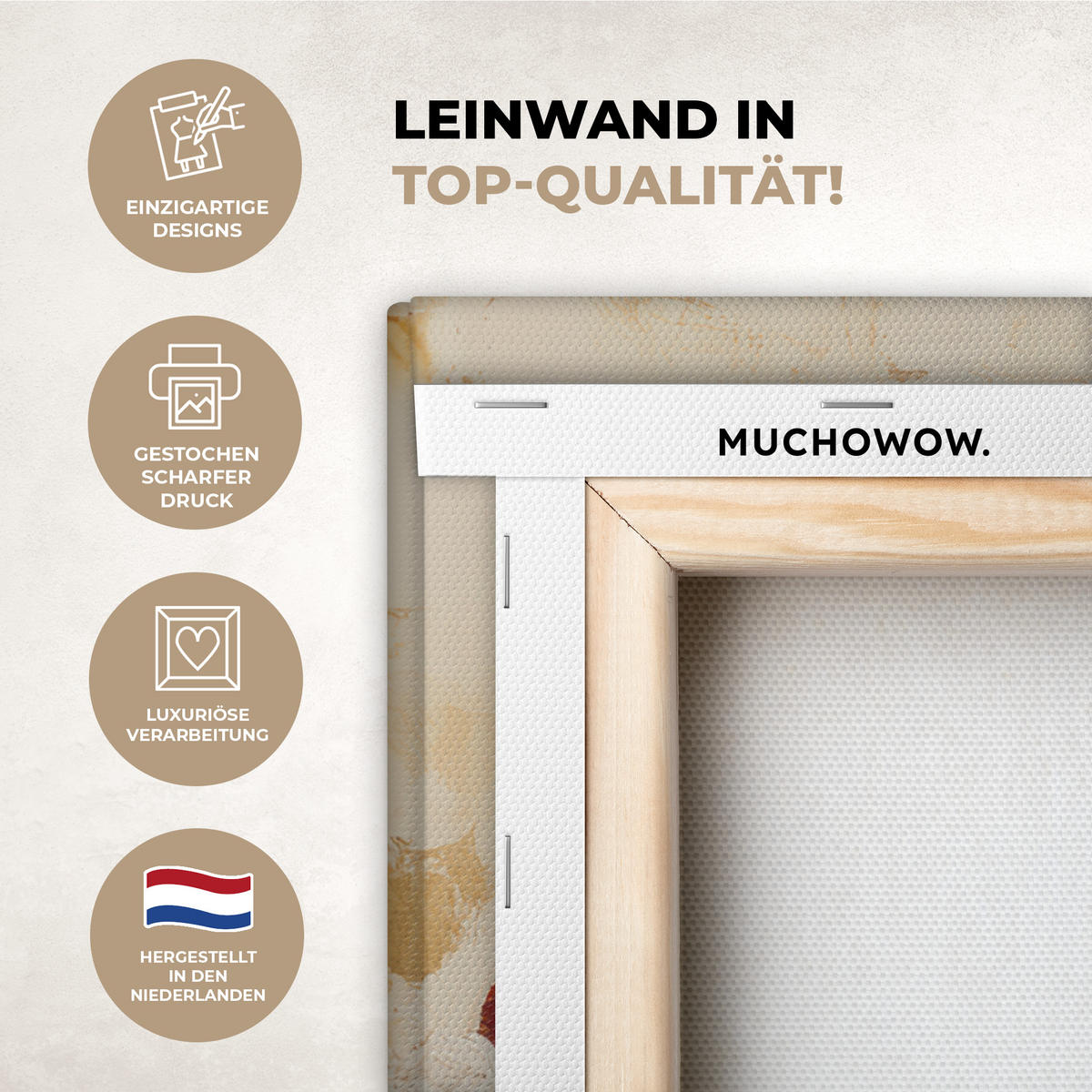 LEINWANDBILD Weihnachtsmann - Rentier - Weihnachten Wandbild Wohnzimmer 50x50 cm - Rotbraun, Textil (50/50cm) - MuchoWow