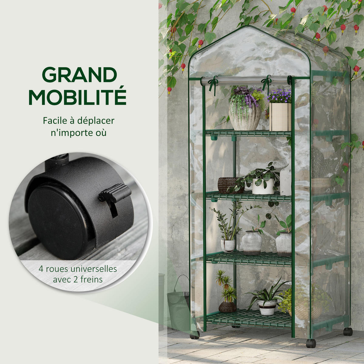GEWÄCHSHAUS DE-11928 mit 4 Etagen & Reißverschlusstür Transparent - Transparent, Metall (50/165/69cm) - ComfortXL