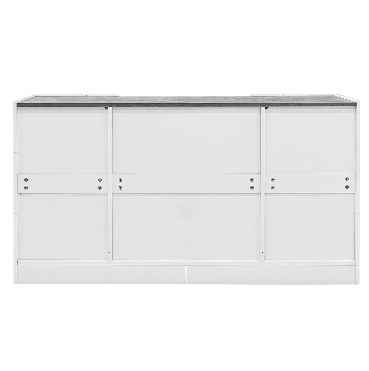 SIDEBOARD 140/35/75 cm mit 2 Türen, 3 Schubladen & LED in Weiß-Marmorlook - Weiß, Holzwerkstoff (140/75/35cm) - BEAOK