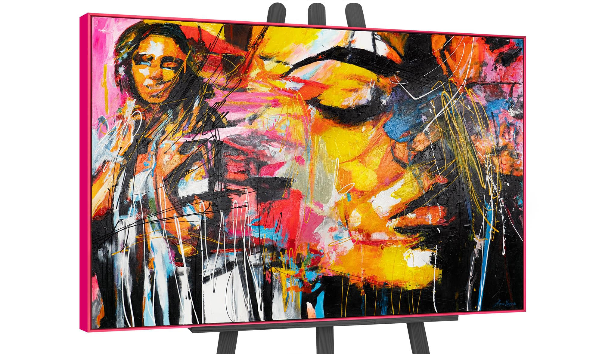 GEMÄLDE Symphonie der Farben Schattenfugenrahmen Pink 120x80 cm - Pink, Holz (120/80cm) - YS-art gallery