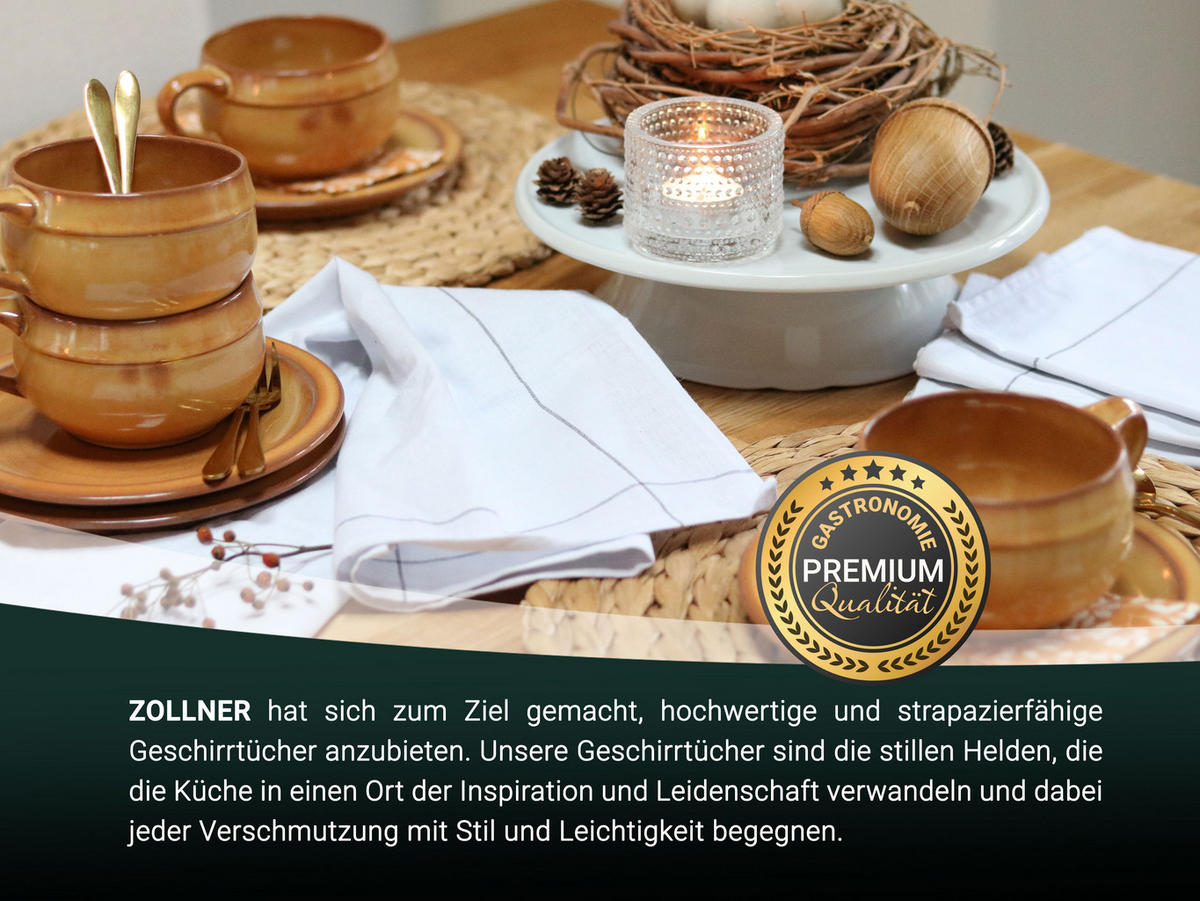 GESCHIRRTÜCHER, 5er-Set, 50x70 cm, 60% Baumwolle, 40% Leinen, Grau - Weiß/Grau, Textil (50/70cm) - Zollner