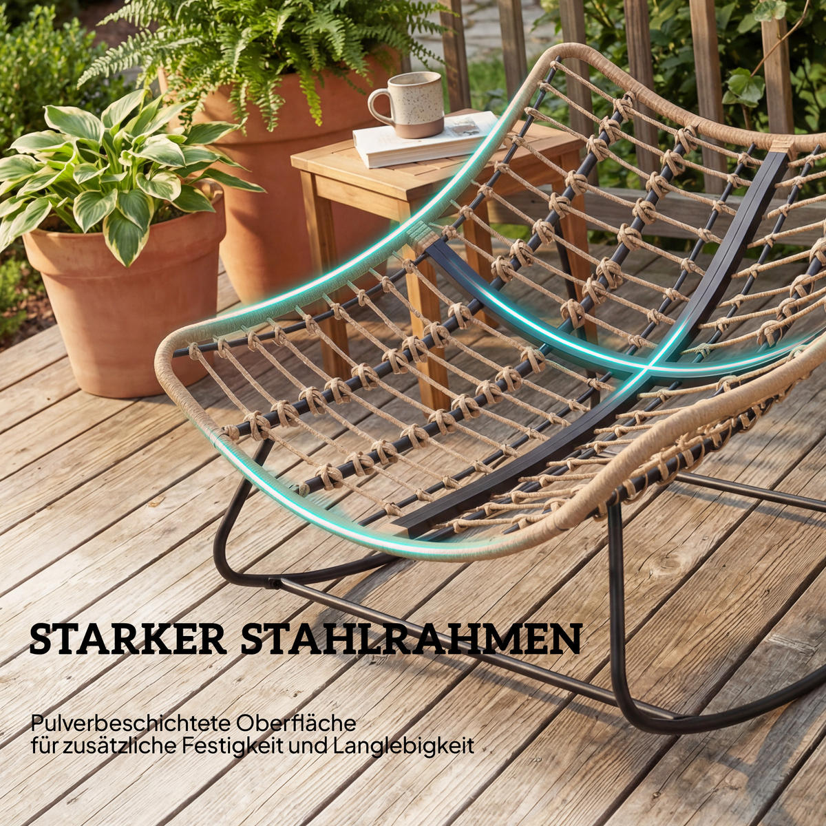 OUTDOOR-SCHAUKELSTUHL Stahl PE-Geflecht Grau - Schwarz/Grau, Textil/Metall (97/79/107cm) - Outsunny