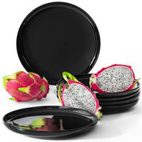 TELLER-SET VICTO 6-tlg Dessertteller - Schwarz Hochglanz, Keramik (20/2/20cm) - KONSIMO®