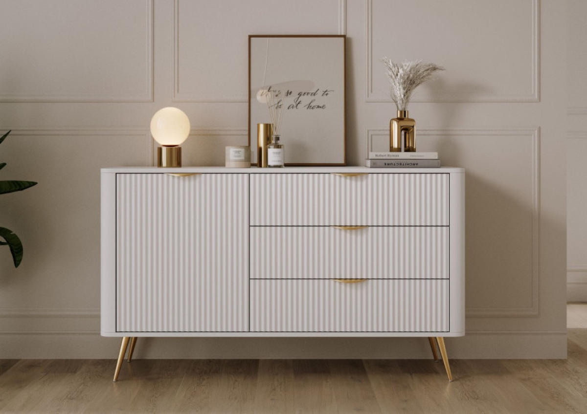 SIDEBOARD Weiss D3S - Weiß, Holzwerkstoff (138.2/81.2/38cm) - Sepro Meble