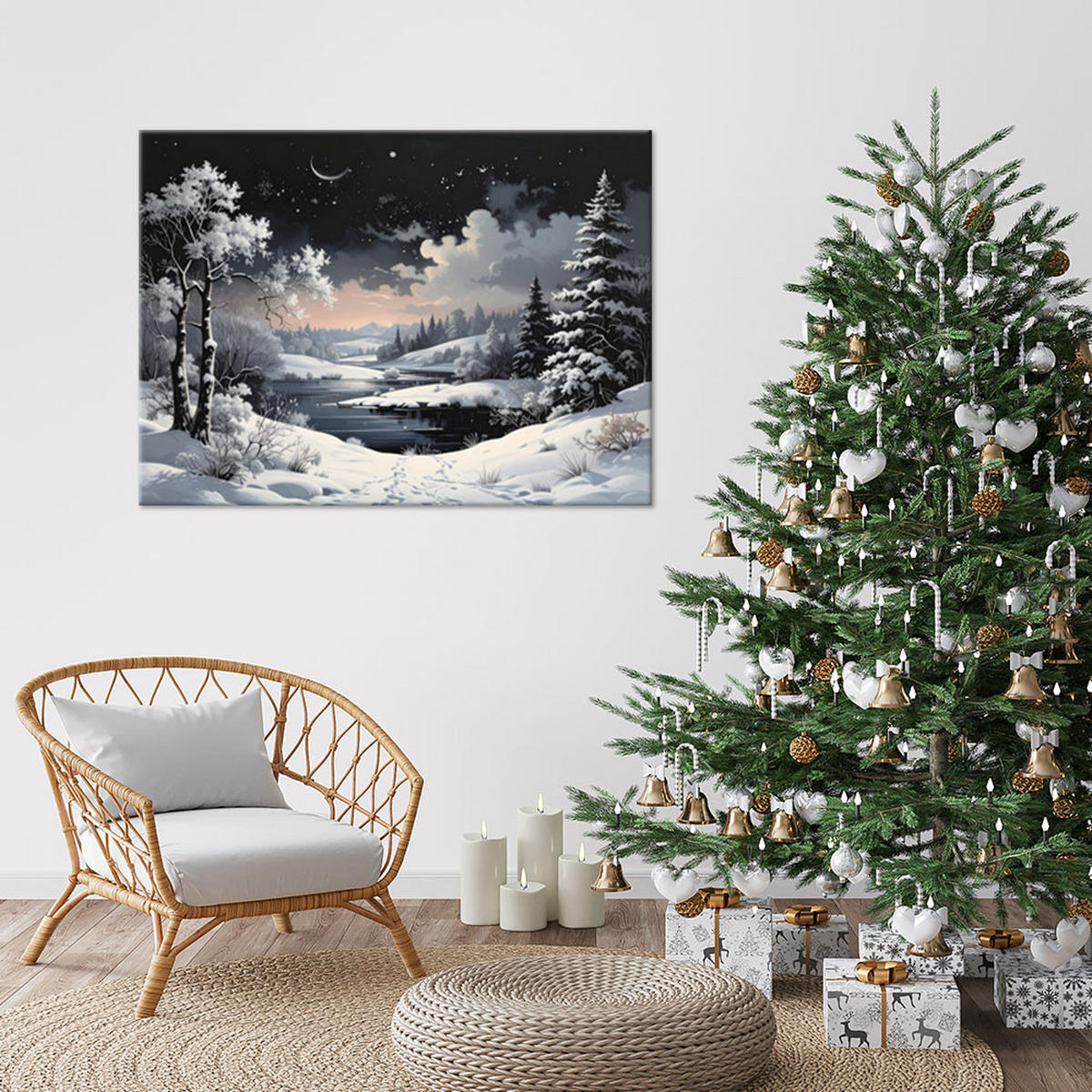 LEINWANDBILD Weihnachten 60x40cm - Schwarz, Textil (60/40cm) - Feeby