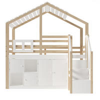 HAUSBETT 90/200 cm Weiß, Natur - Weiß, Holz - Raumix
