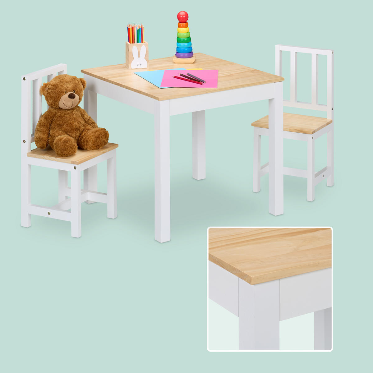 KINDERSITZGRUPPE - Weiß, Holz/Holzwerkstoff (57/51.5/57cm) - Relaxdays