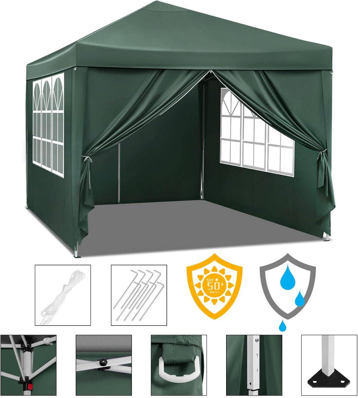 PAVILLON Pop-Up wasserdichter Faltpavillon, aus Oxford Metallrahmen 3 x 3 m - Grün, Metall (300/300/260cm) - Woltu