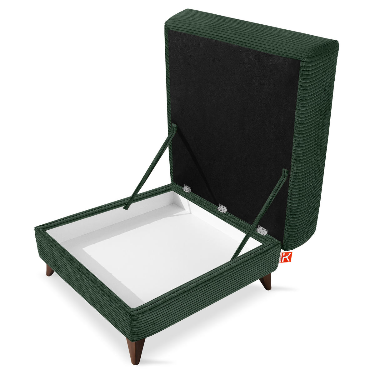 HOCKER GUSTAVO II, Dunkelgrün - Dunkelgrün/Braun, Holz/Holzwerkstoff (92/49/92cm) - KONSIMO®