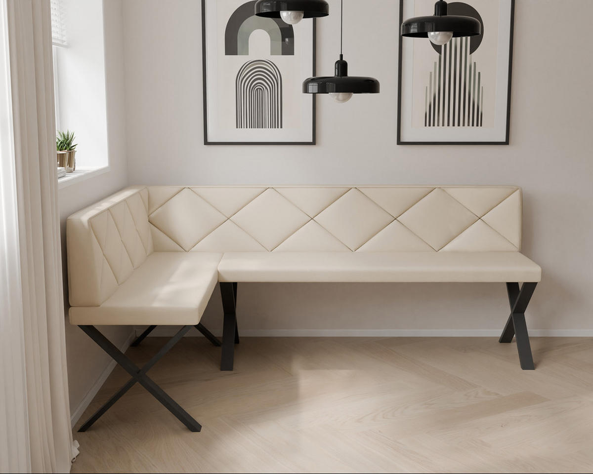 ECKBANK links VERO X Kunstleder gesteppt, 128/168 cm Beige - Beige, Kunststoff/Textil (128/168cm) - Idohome