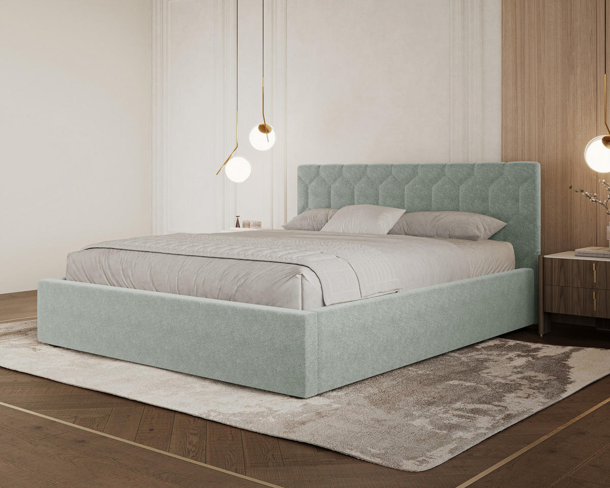 POLSTERBETT 02 160 x 200 cm – Casa – Bett mit Federmechanismus und Stauraum - Grün, Holz (160/200cm) - ROYAL24_MARKT