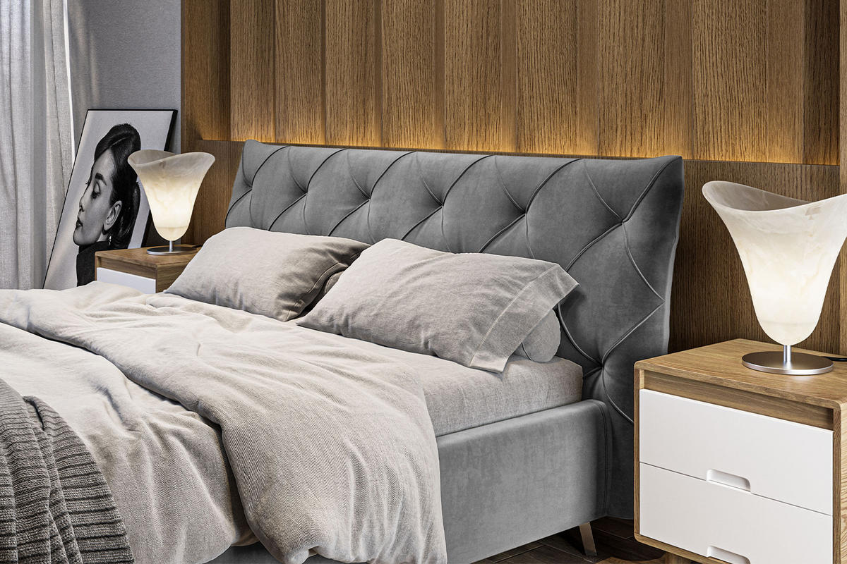 POLSTERBETT ANNY Grau Massivholz - Grau, Textil (200/200cm) - KAWOLA