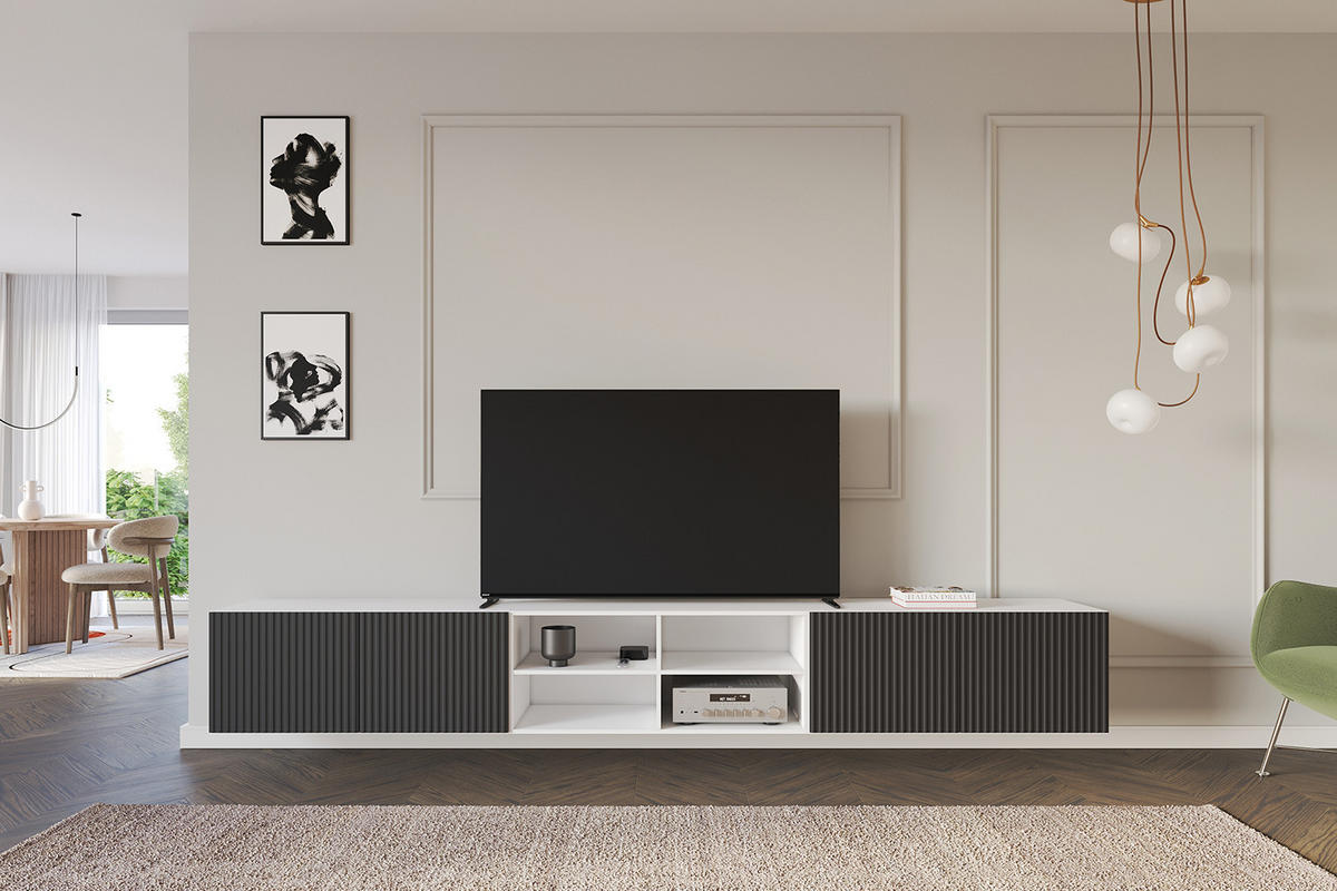 LOWBOARD NOA-2-W 3x100x40x41 cm - Weiß / Schwarz - Schwarz, Holzwerkstoff (300/40/41cm) - ALTDECOR