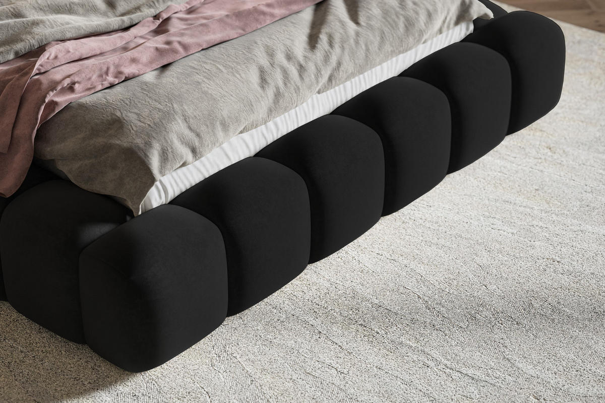 POLSTERBETT 180x200 cm Madeno mit Bettkasten, Samtstoff, Schwarz - Schwarz, Holz/Textil (180/200cm) - Emporius