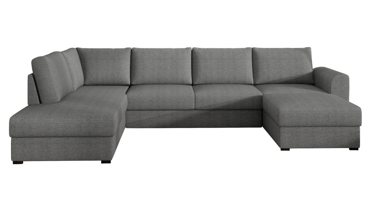 WOHNLANDSCHAFT Wilma, Seite: Links - Schwarz/Grau, Holz/Textil (305/85/188cm) - MIRJAN24