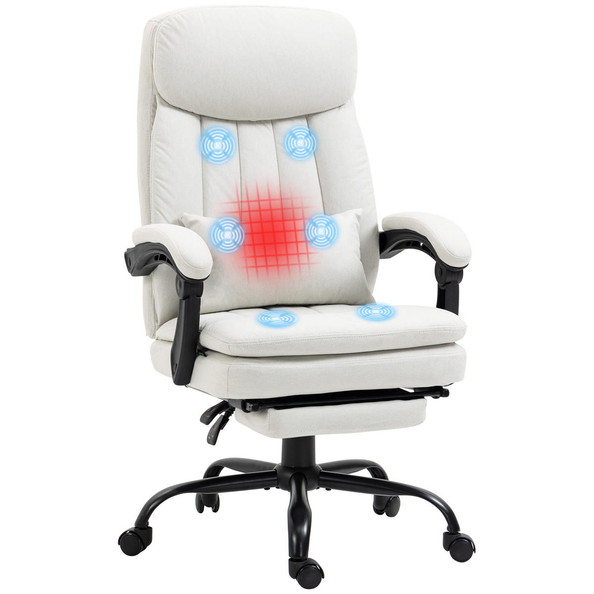 BÜROSTUHL mit Massagefunktion, Creme - Weiß, Kunststoff (67/118/66cm) - Vinsetto