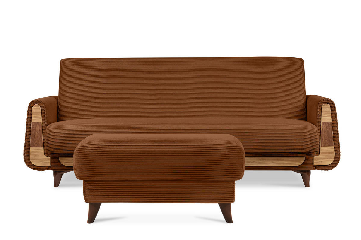 HOCKER GUSTAVO II, Rostbraun - Rotbraun/Braun, Holz/Holzwerkstoff (92/49/92cm) - KONSIMO®