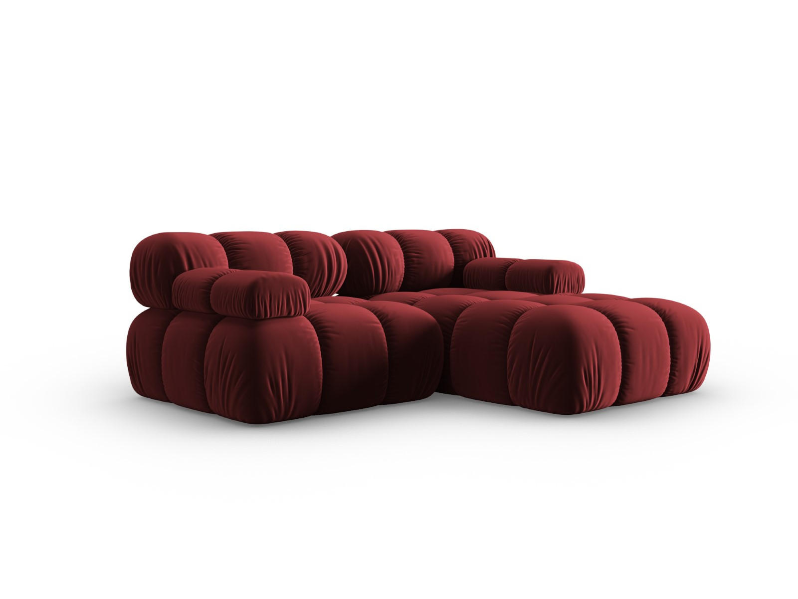 MODULARES-ECKSOFA rechts Bellis aus Samt dunkelrot 3 Sitzplätze - Dunkelrot, Textil (157/191cm) - Micadoni