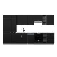 KÜCHENZEILE Fame-Line, Schwarz gestreift/Anthrazit, 355 cm, AP Marmor - Anthrazit/Schwarz, Holzwerkstoff (355/81.6/60cm) - Vicco