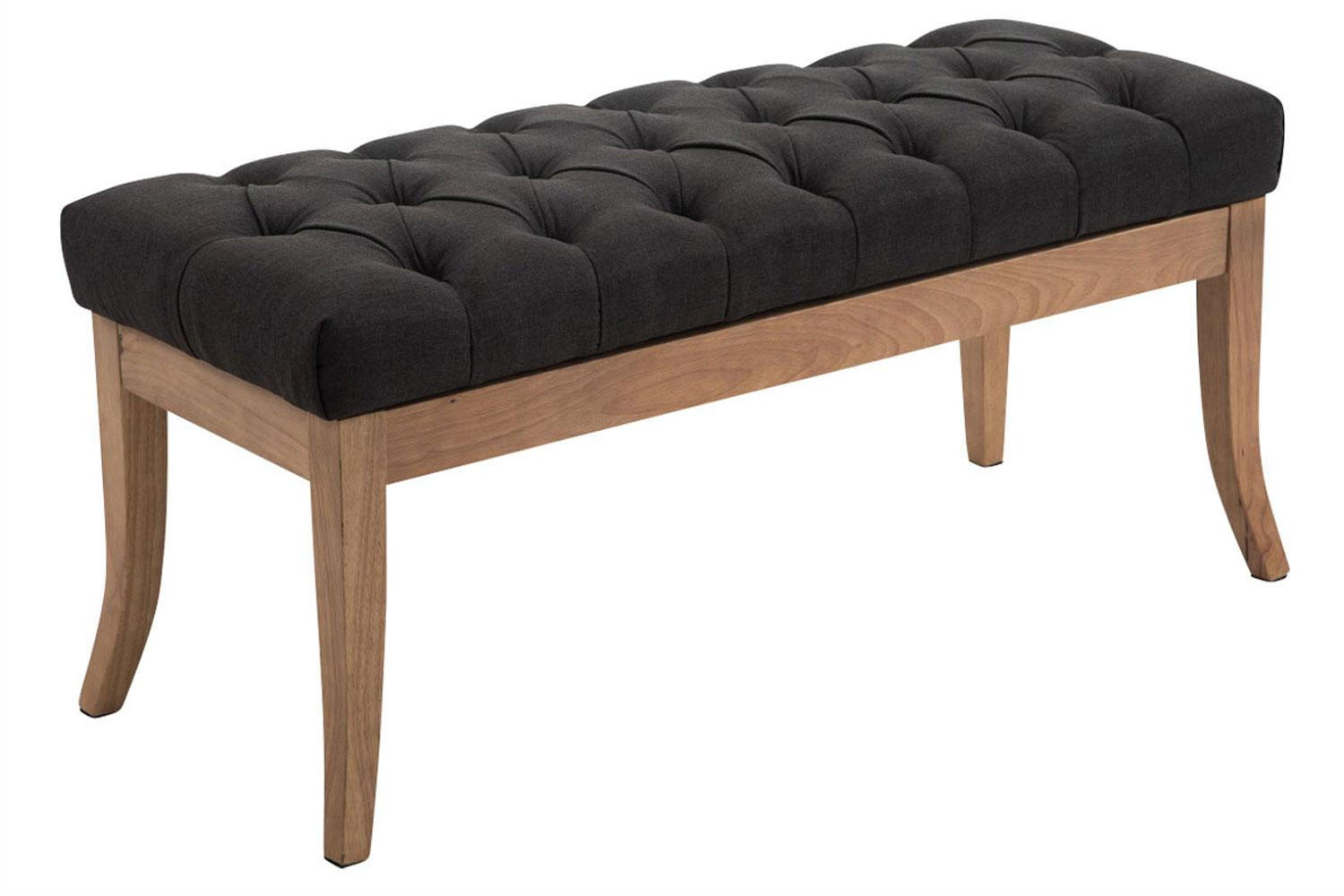 SITZBANK 100/38 cm Stoff dunkelgrau - Dunkelgrau/Naturfarben, Holz/Textil (100/46/38cm) - CLP
