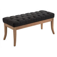 SITZBANK 100/38 cm Stoff dunkelgrau - Dunkelgrau/Naturfarben, Holz/Textil (100/46/38cm) - CLP