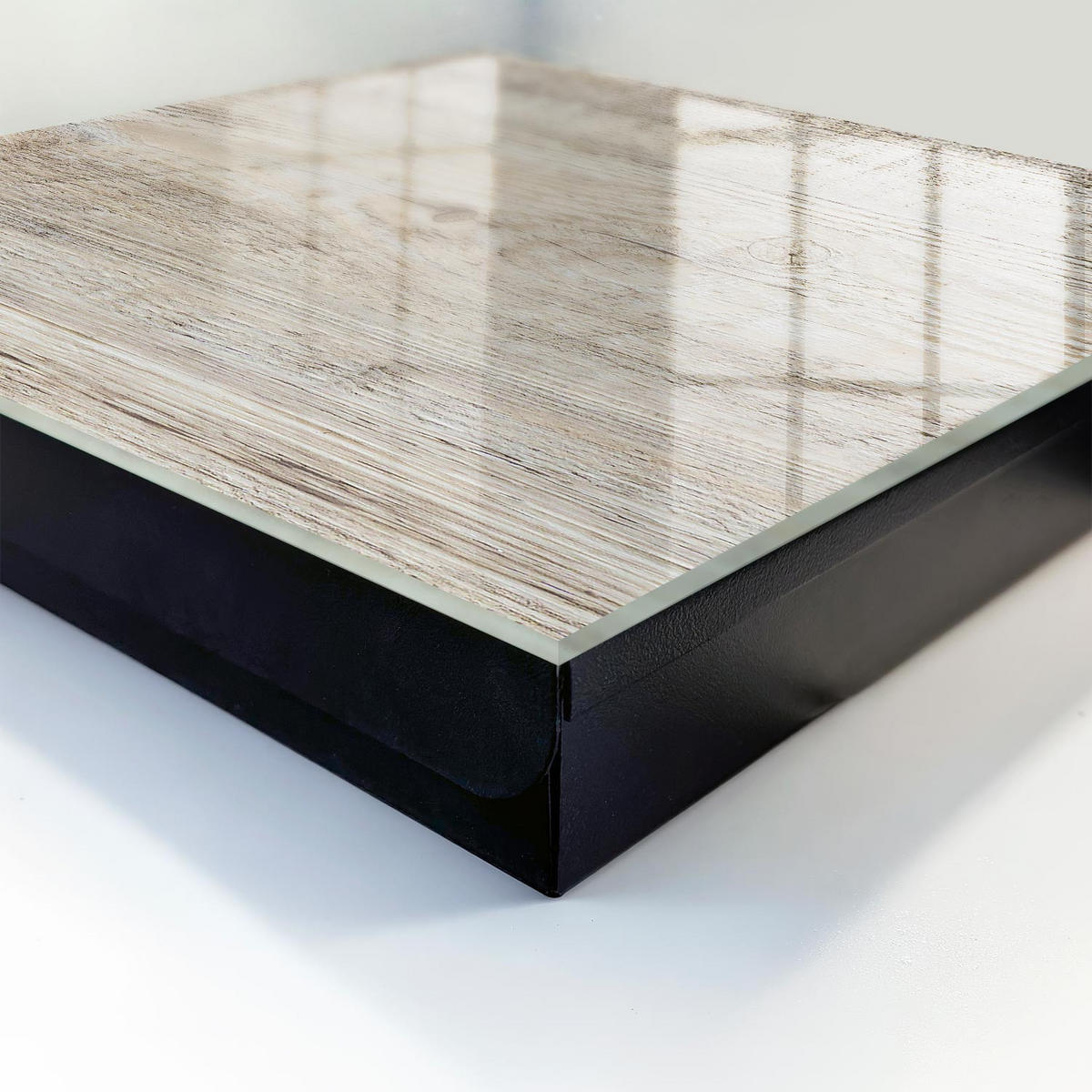 SCHLÜSSELBOX Schwarz 30x30 cm- Türöffnung nach rechts - Holzstruktur - Beige, Metall (30/30/5cm) - TULUP