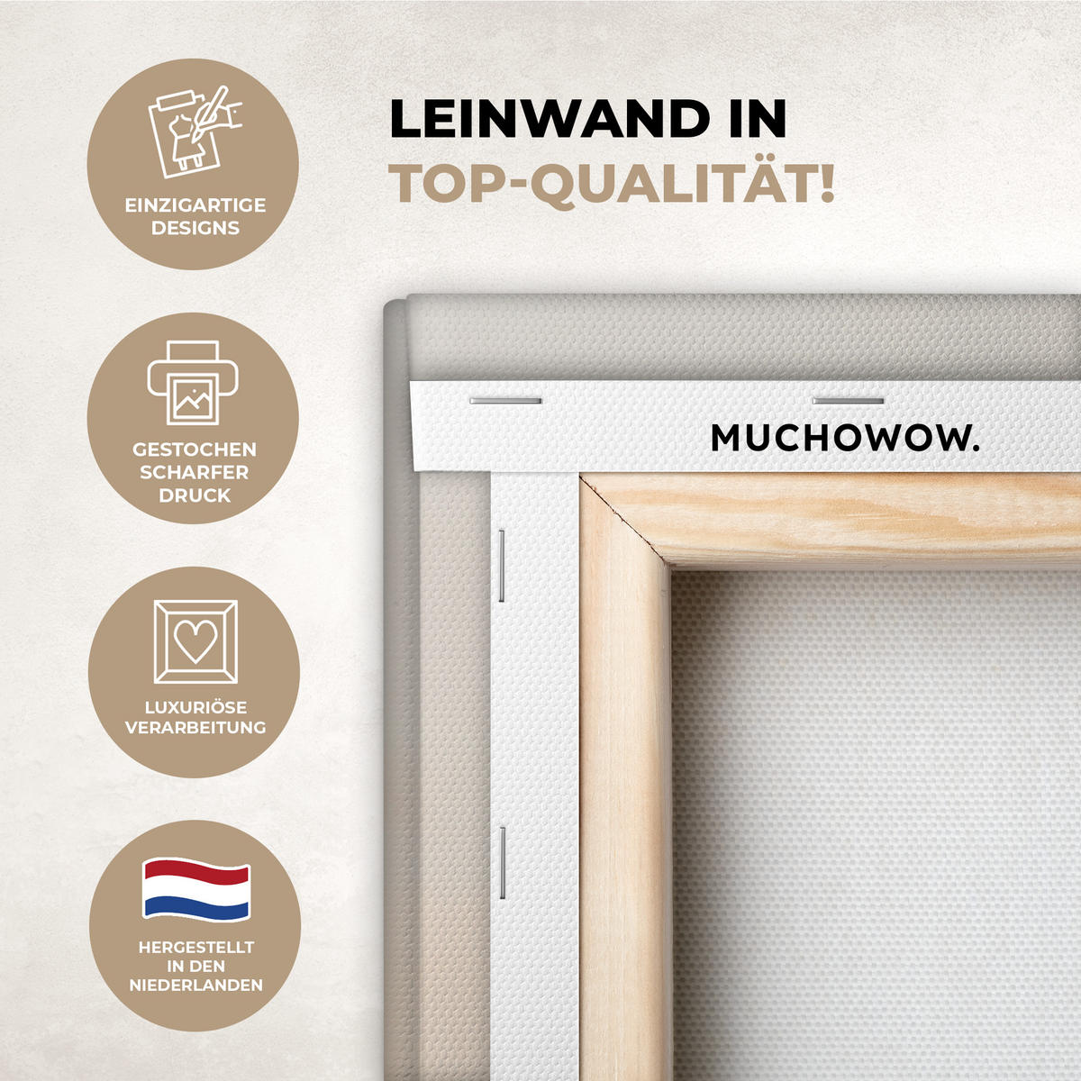 LEINWANDBILD Gras - Morgennebel - Kreuz - Christentum Deko Groß 90x90 cm - Beige, Textil (90/90cm) - MuchoWow