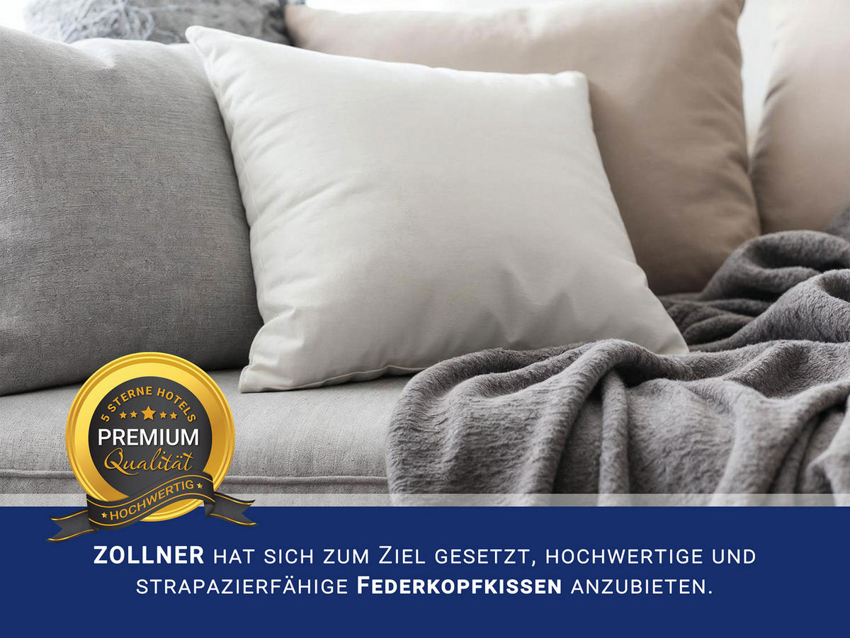 KISSEN, 2er-Set, 40x40 cm, 85% Federn, 15% Daune - Weiß, Kunststoff (40/40cm) - Zollner