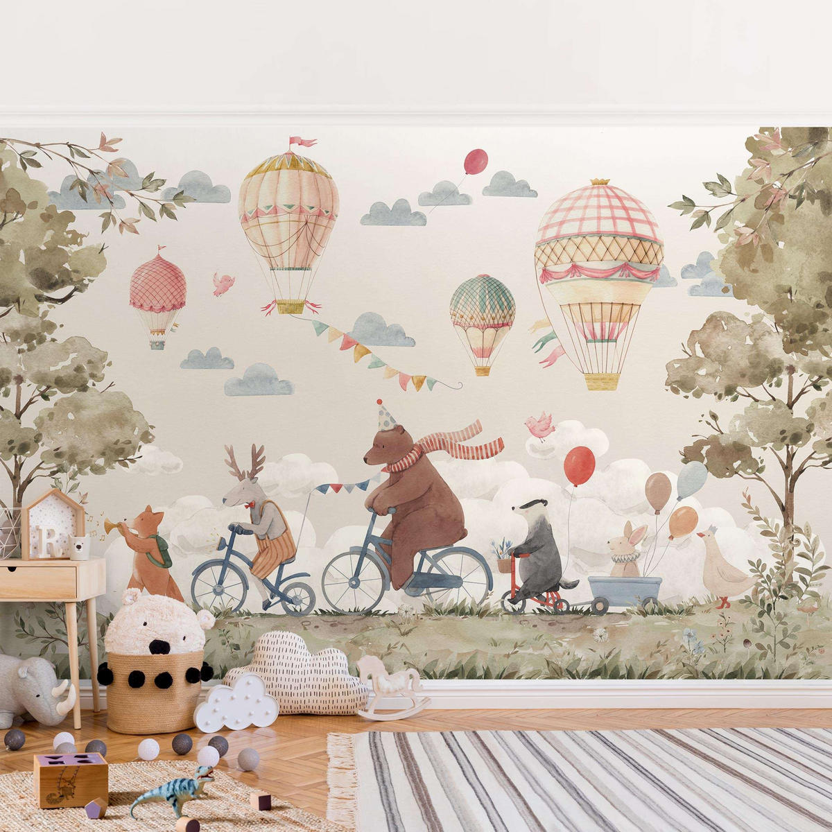 FOTOTAPETE Tierfreunde auf dem Rad 288/190 cm - Multicolor, Papier (288/190cm) - Bilderwelten