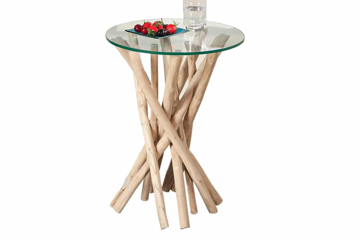 BEISTELLTISCH DRIFTWOOD Treibholz Natur 50 cm - Transparent/Braun, Glas/Holz (40/40/50cm) - riess-ambiente