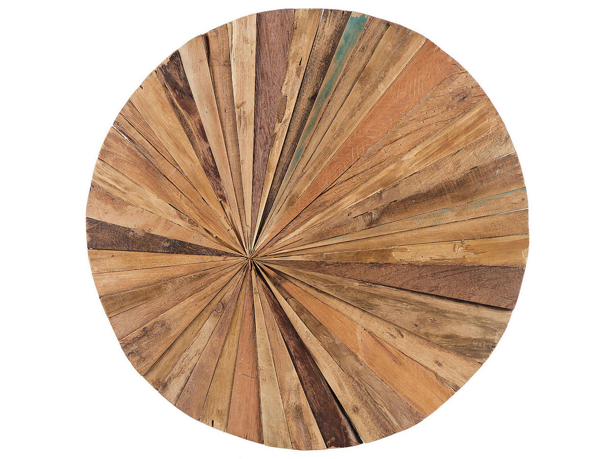 WANDDEKORATION Teakholz heller holzfarbton Morelia - Hellbraun, Holz (60/60/60cm) - Beliani