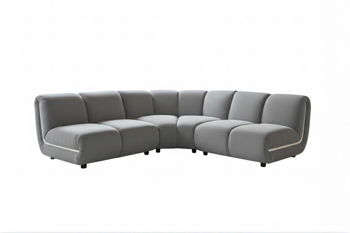 MODULSOFA LAYLA Taupe Velvet - Taupe/Schwarz, Buchenholz/Textil (213/213cm) - KAWOLA