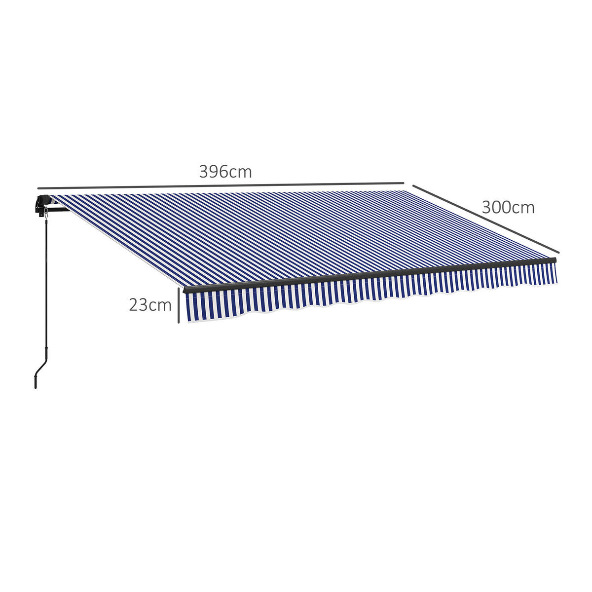 MARKISE, Blau+Weiß, Polyesterstoff, Aluminium - Blau, Metall (300/1/396cm) - Outsunny