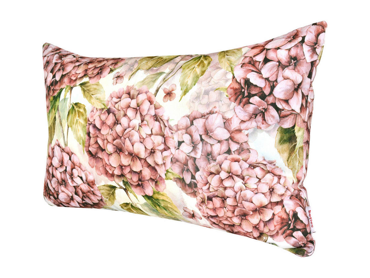 KISSENHÜLLE Landlust-Hortensie burgundy-rose 30/50 cm - Hellrosa/Dunkelrosa, Textil (30/50cm) - beties Heimtextil