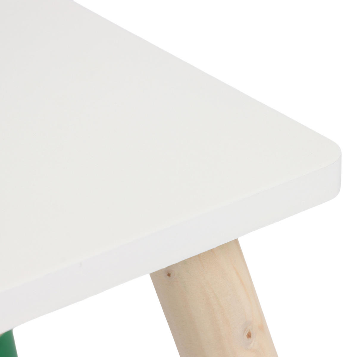 KINDERSITZGRUPPE Weiß Grün Natur 3-tlg. Tisch 2 Stühle - Multicolor, Holz/Holzwerkstoff (60/45/60cm) - Relaxdays