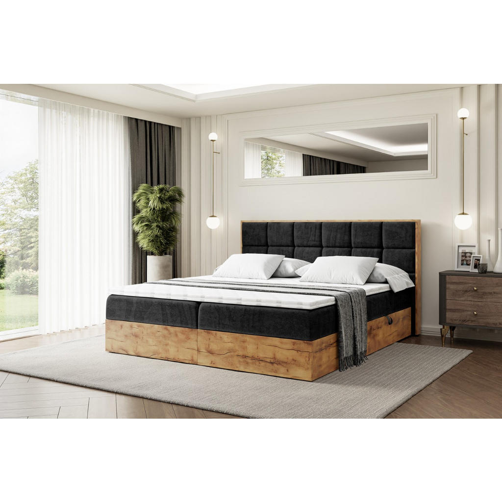 Thumbnail - Altdecor Boxbett, Schwarz, Holzwerkstoff, Höhe ca. 20 cm, 180x200 cm, Schlafzimmer, Betten, Boxspringbetten
