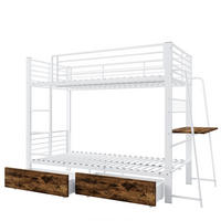 ETAGENBETT 90/200 cm DE-33081 mit Schreibtisch und LED Weiß - Weiß, Metall (90/200cm) - ComfortXL