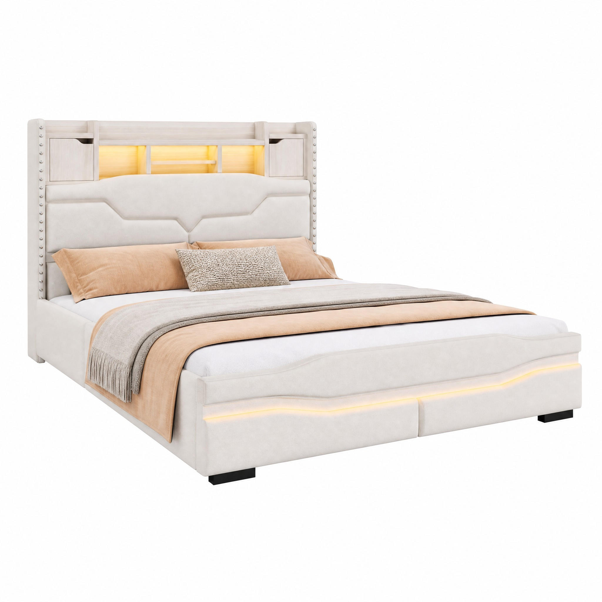 Meubliv Polsterbett Beige 140x200 cm