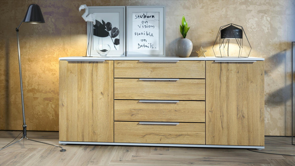 SIDEBOARD Linio Eiche Natur - Eichefarben, Holzwerkstoff (166.5/75.5/35cm) - Vladon