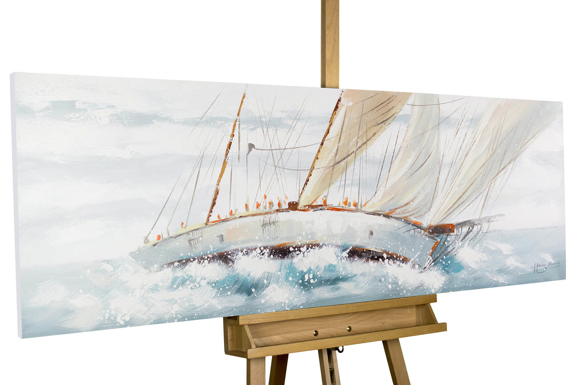 ÖLGEMÄLDE 150/50 cm - Weiß, Holz/Textil (2/50cm) - KUNSTLOFT