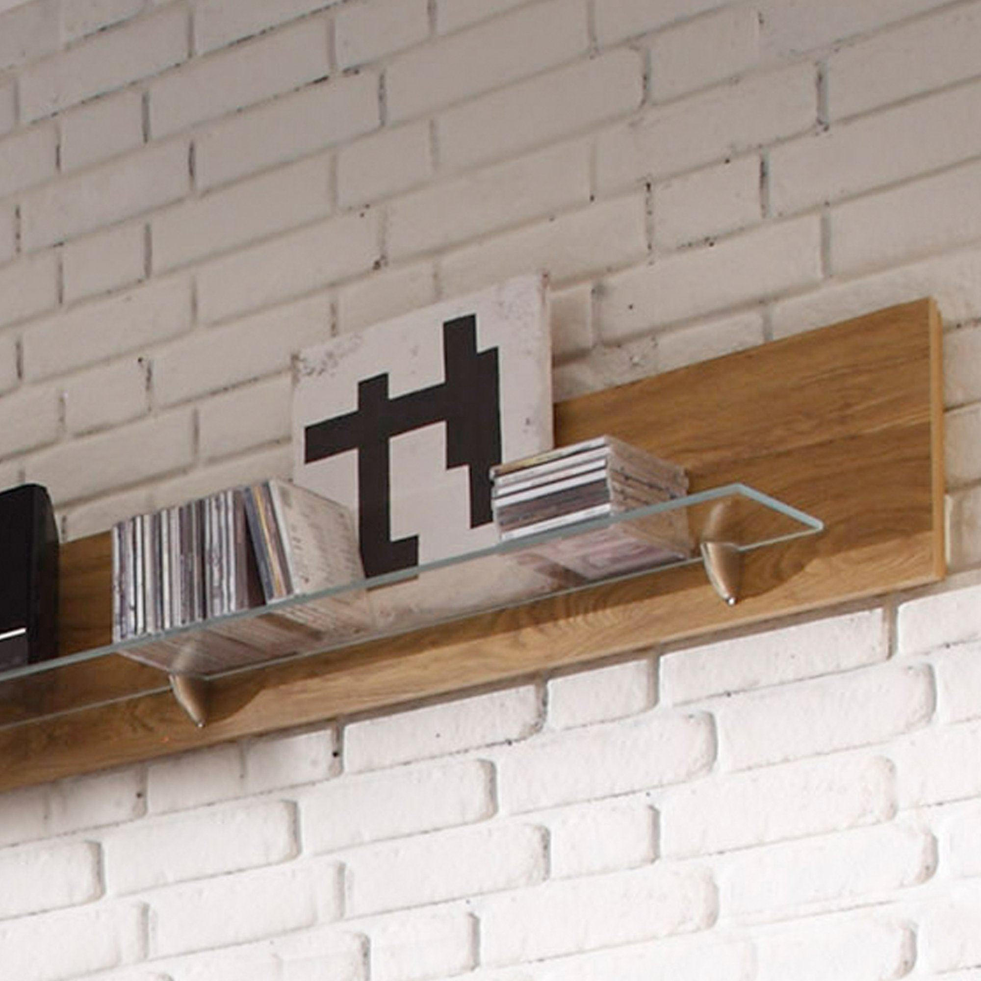 WANDPANEEL Janel 163x25x18 Wandregal Wild Eiche/Glas - Braun, Holz (18/25/163cm) - 58aufmkessel