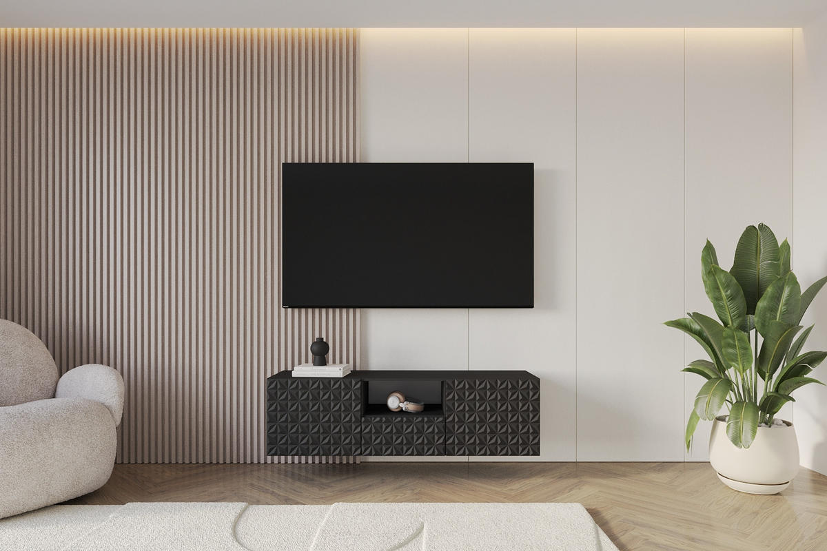 LOWBOARD VIRA-W 140x40x41 cm - Schwarz - Schwarz, Holzwerkstoff (140/40/41cm) - ALTDECOR