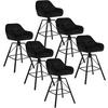 BARHOCKER 6er Set, Samt, Metall, Schwarz - Schwarz, Textil/Metall (51/94.5/53cm) - Woltu