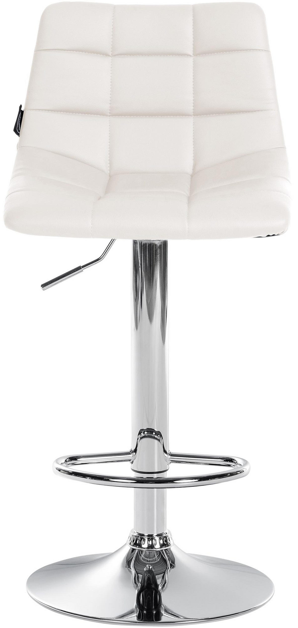BARHOCKER James Kunstleder chrom weiß - Chromfarben/Weiß, Kunststoff/Metall (43/108.5/46.5cm) - TPFLiving