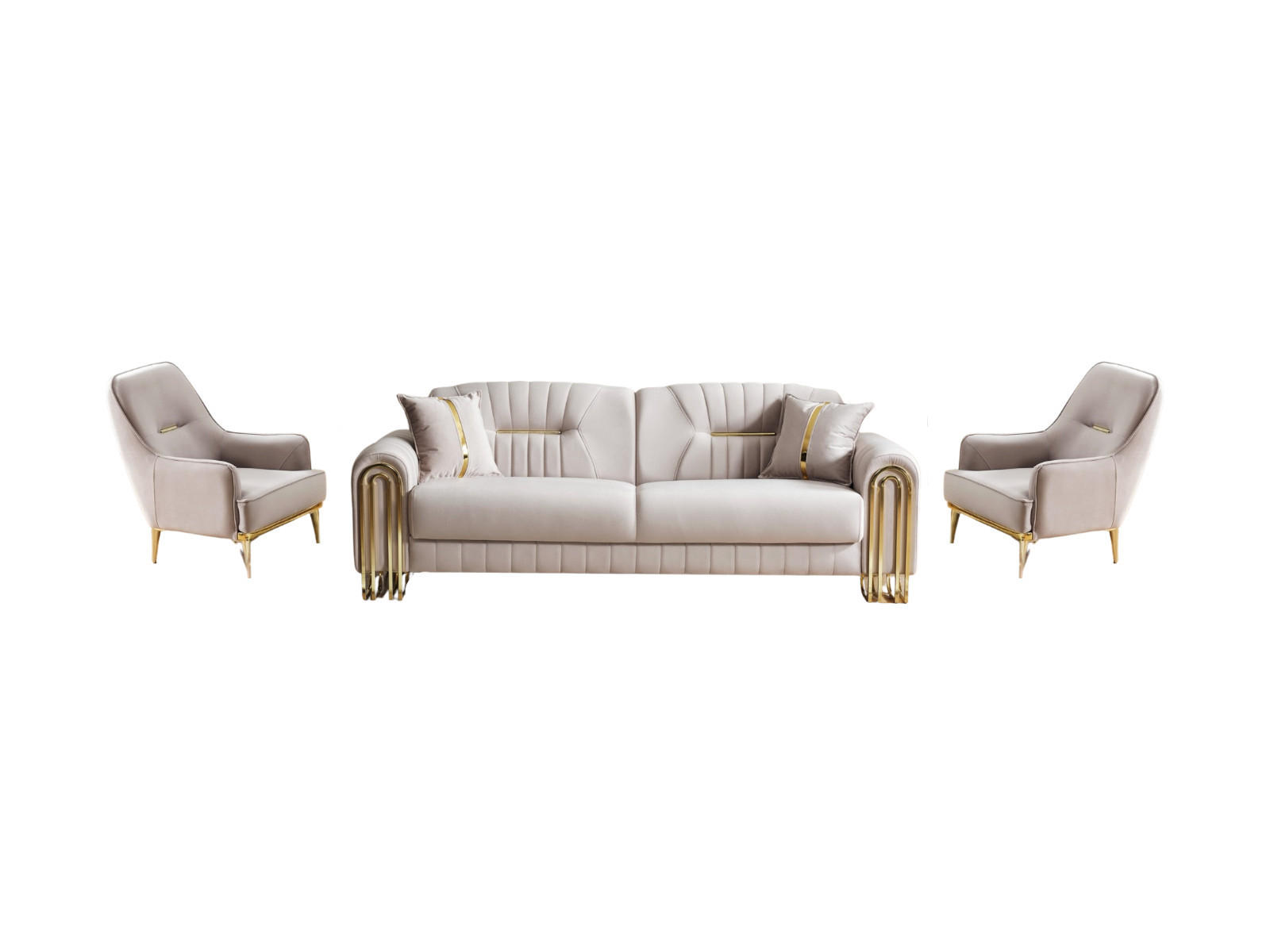SITZGARNITUR Bogota, Beige Stellvariante 3+1+1 - Beige, Holzwerkstoff/Metall (240/87/98cm)