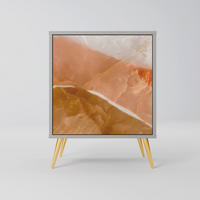 SIDEBOARD SANDHILLS SPLENDOUR, Grau, 57,5x42x75,5 cm, Goldfarbene Metallfüße - Goldfarben/Multicolor, Holzwerkstoff/Metall (57.5/75.5/42cm) - SpaceRebels