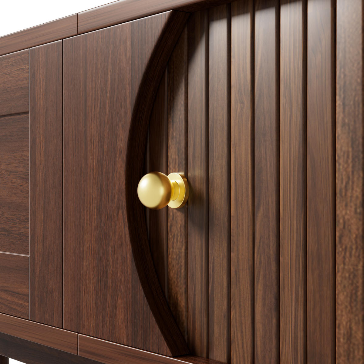 TV-SCHRANK Massivholz Schubladen abgerundet Stauraum modern - Walnussfarben, Holzwerkstoff (39.5/38/170cm) - FLIEKS