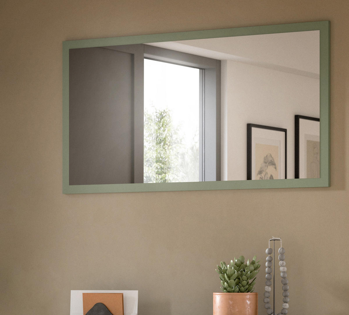 WANDSPIEGEL grün 106 x 55 cm, Garderobenspiegel mit Rahmen - Grün, Glas/Holzwerkstoff (106/55/2cm) - Inn.Furn